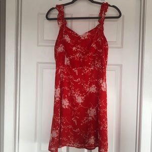 All In Favor Red and White Floral Dress